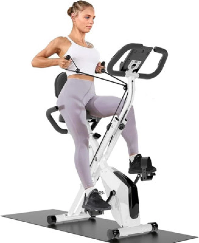 Image of Rattantree 3 In 1 Folding Exercise Bike,Magnetic X-Bike Recumbent Fitness Bike with 8-Level Adjustable Resistance-White White unisex