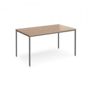 Image of Rectangular flexi table with graphite frame 1400mm x 800mm - beech