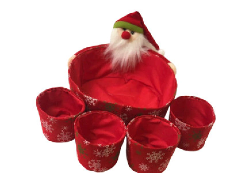Image of Shatchi Novelty Set Santa Sweet Christmas Dinner Table Decorations Favour Shop Bar Restaurants Display Tips Hamper Baskets 5pcs Red