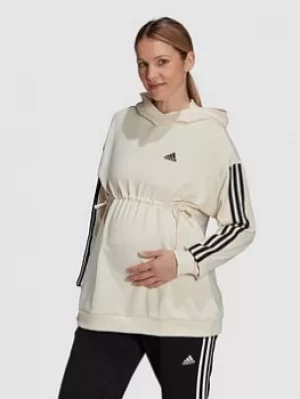 Image of adidas Essentials Maternity Hoodie, Off White/Black Size M Women