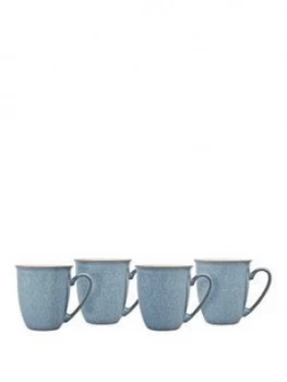 Image of Denby Elements Set Of 4 Coffee Mugs ; Blue
