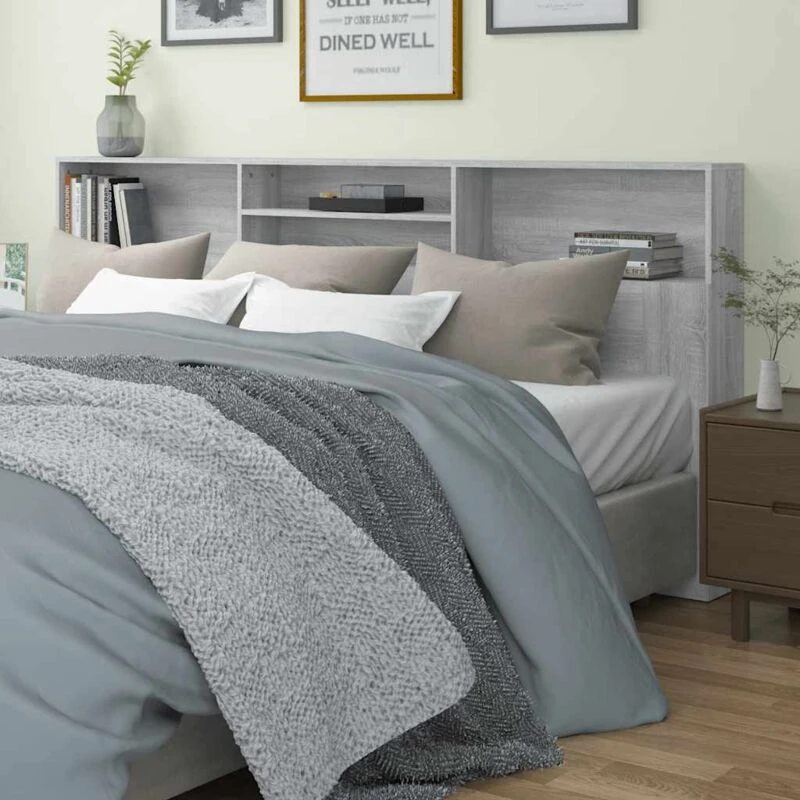 Image of VIDAXL Headboard Cabinet Grey Sonoma 220x19x103.5cm Vidaxl 8720286968864