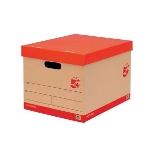 Image of 5 Star Office Storage Box for 5 A4 Lever Arch Files Red and Brown Pack 10