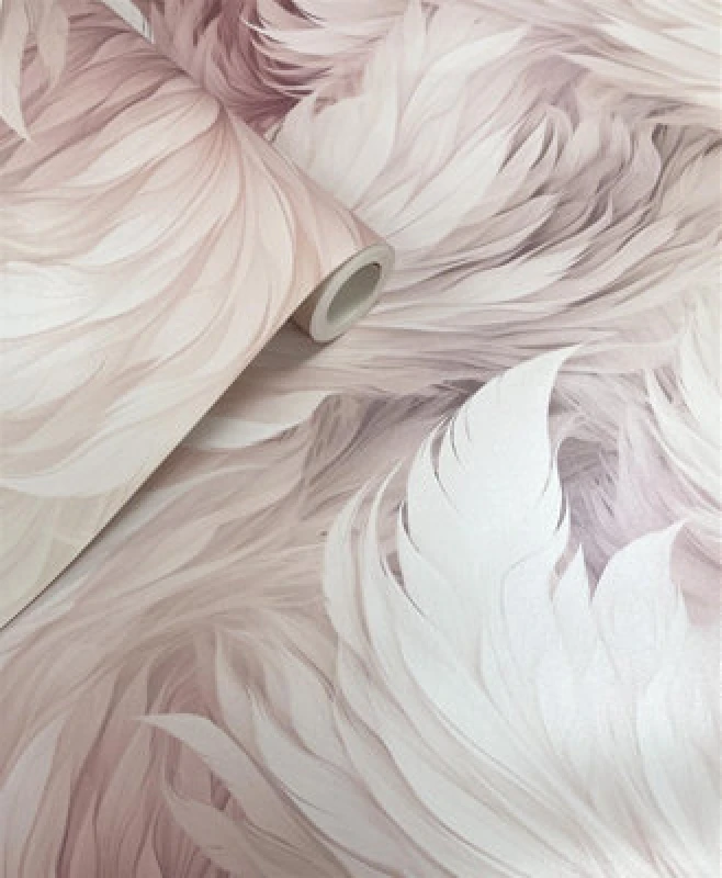 Image of MURIVA Feathers Wallpaper Plume Blush Wall Paper Roll - Muriva WL-217504