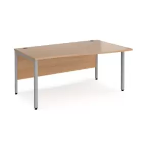 Image of Office Desk Right Hand Wave Desk 1600mm Beech Top With Silver Frame Maestro 25 MB16WRSB