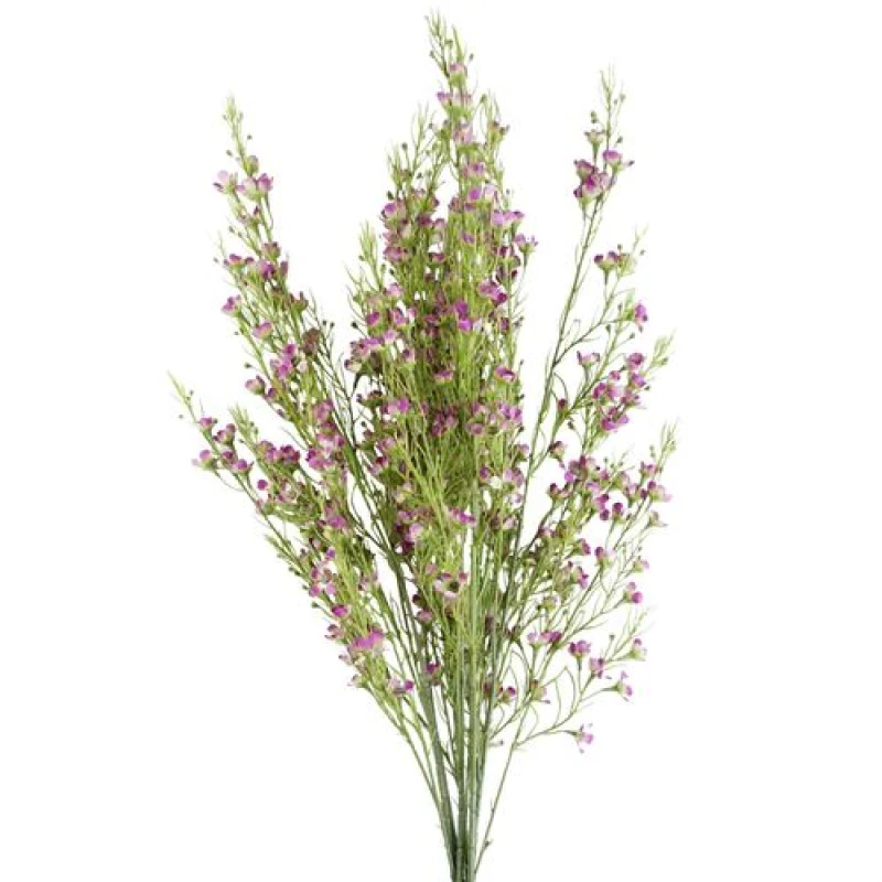 Image of Leaf Pack of 6 x 100cm Artificial Foliage Stem with Small Flowers - Purple