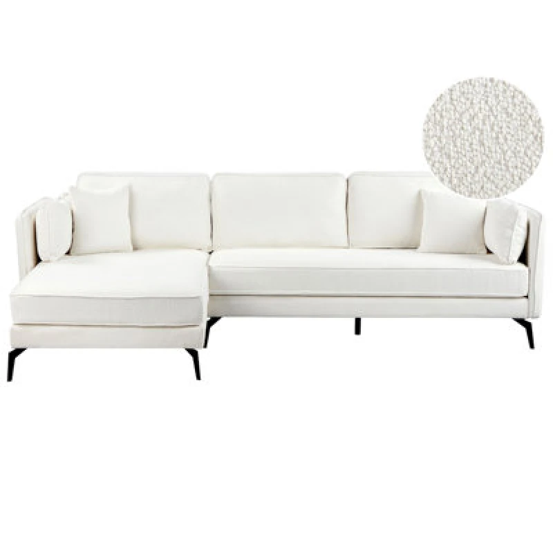 Image of Beliani Corner Sofa 3 Seater Altan Boucle Off-White Right Hand