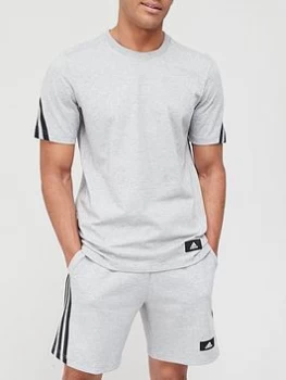 Image of adidas Future Icon 3 Stripe T-Shirt - Medium Grey Heather Size M Men