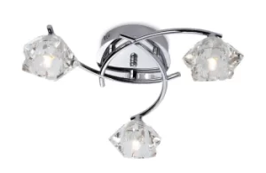 Image of Clara 3 Light Flush Multi Arm Ceiling Light Chrome, Clear Glass, G9