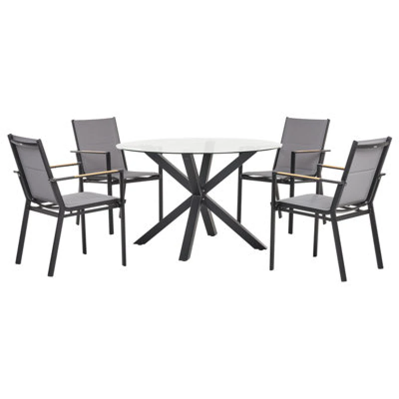 Image of Beliani Garden Dining Set 4 Seater Maletto/busseto Glass Black