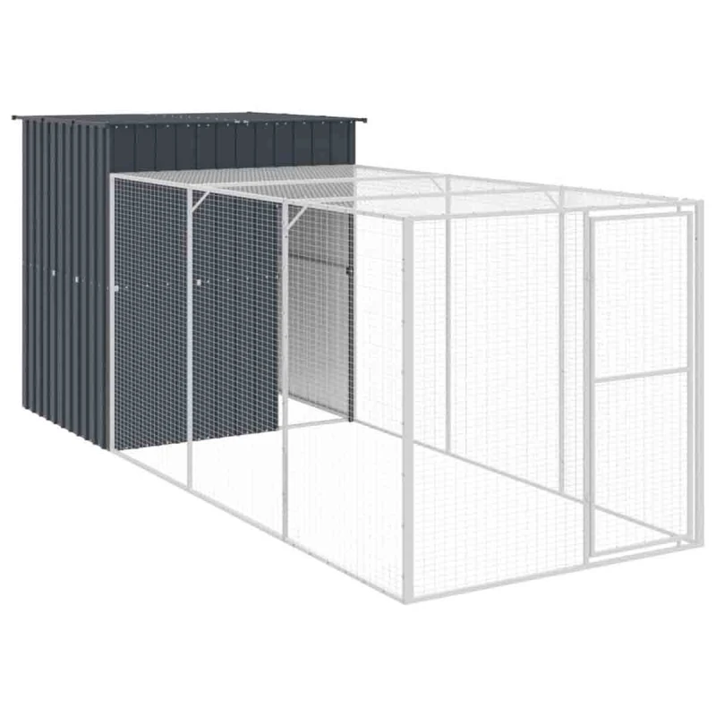 Image of Vidaxl Chicken Cage With Run Anthracite 165X455X181cm Galvanised Steel
