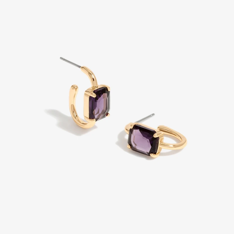 Image of Mood Gold Amethyst Hoop Earrings Gold female