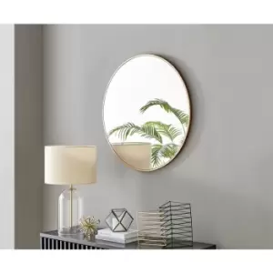 Image of Furniturebox Emma 80cm Round Art Deco Copper Frame Wall Mirror Hallway Living Room Dining Room Bedroom