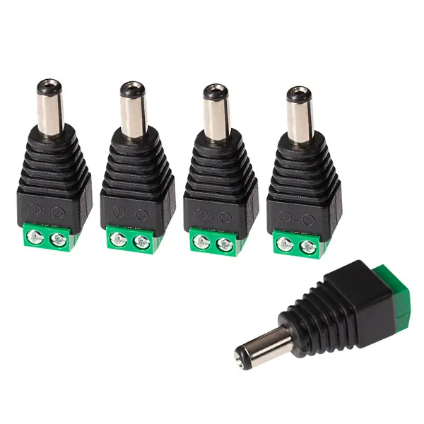 Image of Maplin Maplin Male DC to Twin Cable to 5.5 x 2.1mm DC Power Plug for CCTV - Black, Pack of 5 986PAM