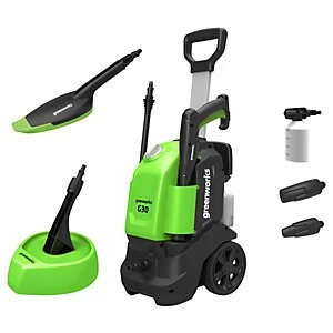 Image of Greenworks G30 with Patio head and wash brush