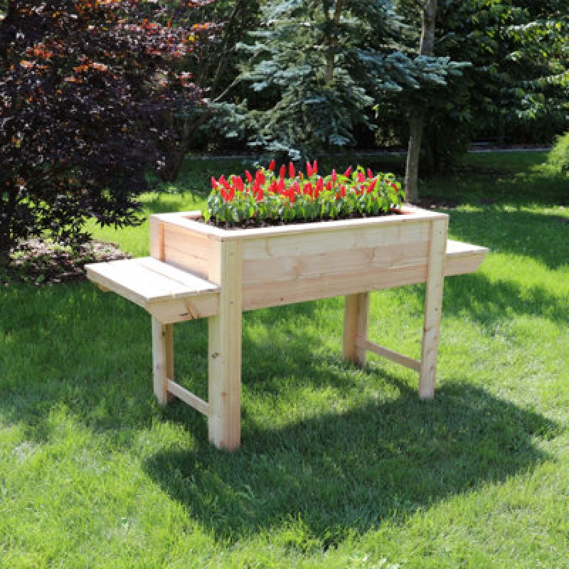 Image of Shire Dim Larch Timber Planter With Side Shelves