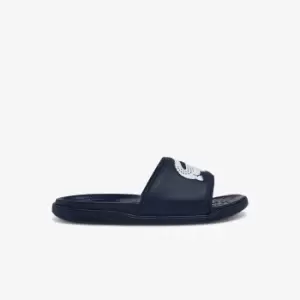 Image of Lacoste Mens Croco Dualiste Synthetic Slides Size 7 UK Navy & White
