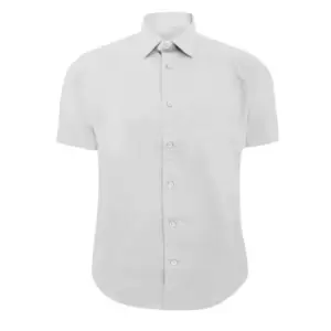 Image of Russell Collection Mens Short Sleeve Easy Care Fitted Shirt (17) (White)