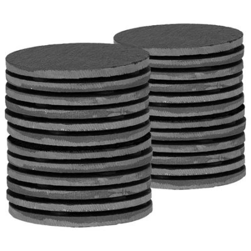 Image of Argon Tableware 24X Linea Slate Coasters - Round Drink Coasters Black Stone Natural Slate Smooth Edge Drink Mat Cup Mats