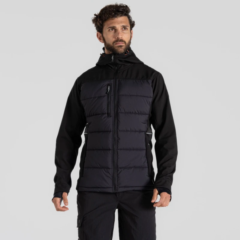 Image of Craghoppers Craghoppers Men Cawood Stretch Insulating Microfleece Hybrid Jacket in Black Size: Small Black S Male 5063019699820