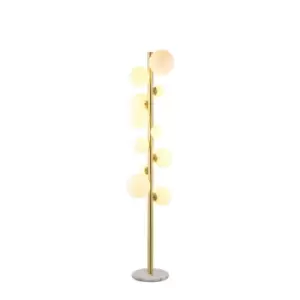 Image of Marshall Floor Lamp, 11 Light G9, Satin Gold, Opal Glass