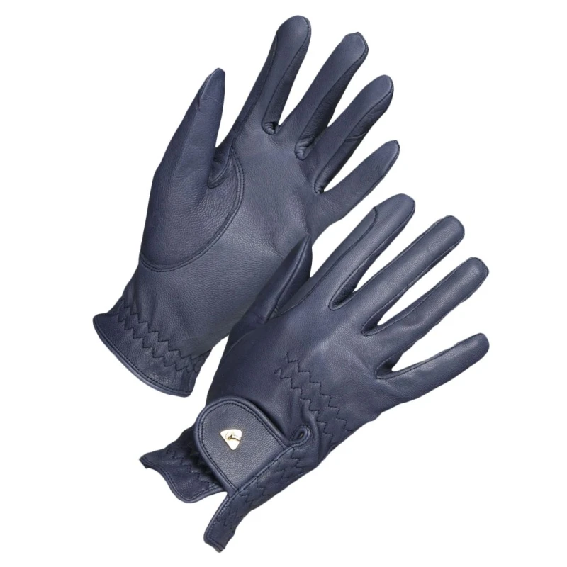 Image of Aubrion Leather Riding Gloves in Navy Size: Small Navy Unisex S