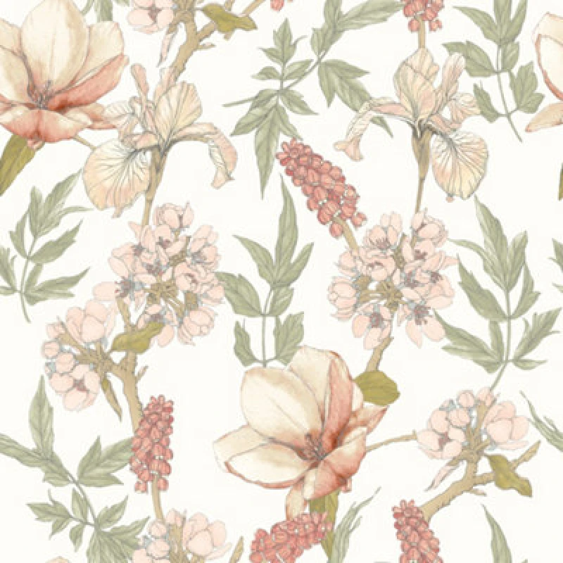 Image of Hoopla Walls Orchid Bloom Sage & Hazel Smooth Matt Wallpaper