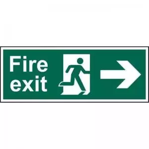 Image of Fire Exit Man Arrow Right&rsquo; Sign; Self-Adhesive Vinyl 300mm x
