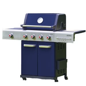 Image of Outback Jupiter 4-Burner Hybrid Gas & Charcoal BBQ - Blue