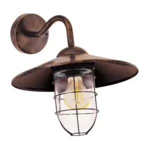 Image of IP44 Outdoor Wall Light Antique Copper Shade Fisherman Lamp 1 x 60W E27 Bulb