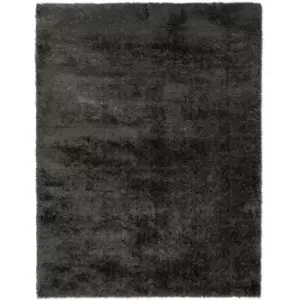Image of Modern Very Soft Velvet Shaggy Charcoal Rug Deep Pile Home Carpet in 60x230cm (2'x7'7'') Runner