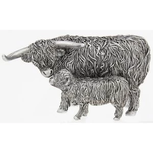 Image of Silver Highland Coo & Calf Small Ornament