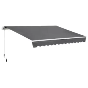 Image of Outsunny 4x2.5m Retractable Manual Awning Window Door Sun Shade Canopy with Fittings and Crank Handle Grey