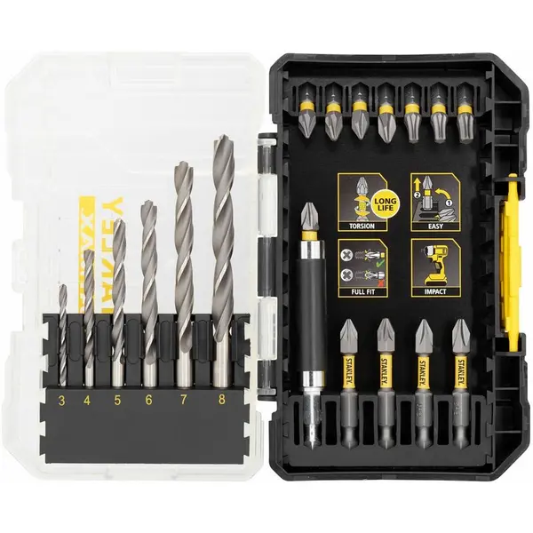Image of Stanley FatMax Connectable 19 Piece HSS and Impact Bit Set