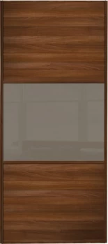 Image of Wickes Sliding Wardrobe Door Wideline Walnut Panel and Cappuccino Glass - 2220 x 610mm