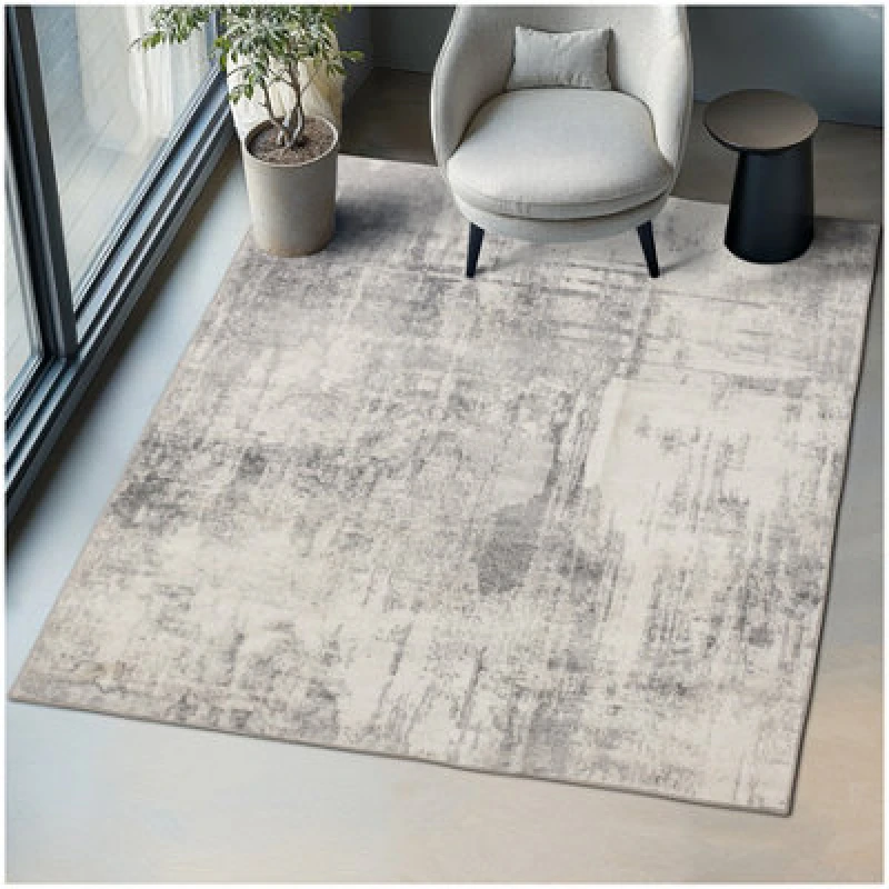 Image of Tectake Washable Rug Nadira - Different Sizes, Abstract Pattern, Synthetic Wool And Felt, Non-Slip 200 X 274cm - Beige/grey