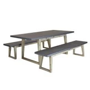 Image of Charles Bentley Fibre Cement and Acacia Wood Dinin g Set Wooden