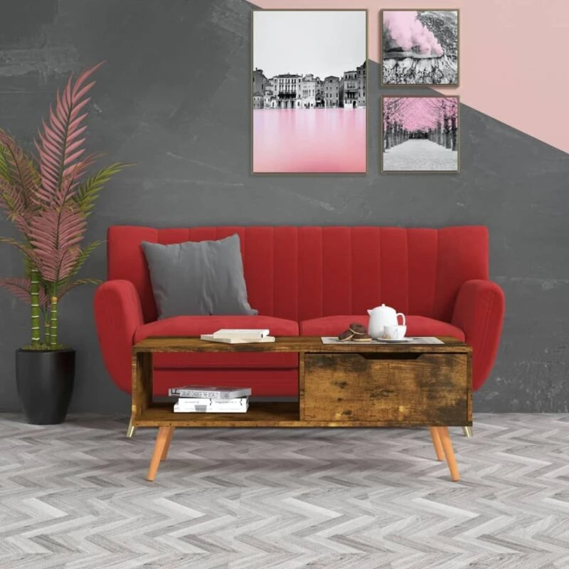 Image of VIDAXL Coffee Table Smoked Oak 100x49.5x43cm Engineered Wood Vidaxl 8720286343920