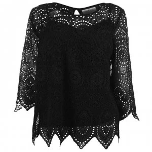 Image of Velvet Eyelet Top - Black