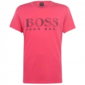 Image of Hugo Boss Crew Neck Large Logo T-Shirt Dark Pink Size L Men