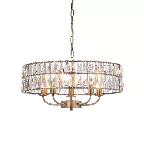 Image of Clifton 5 Light Multi Arm Lamp Ceiling Pendant Antique Brass