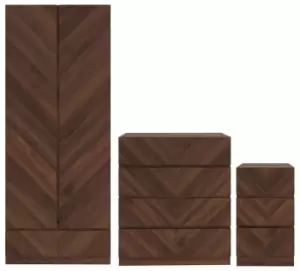 Image of GFW Catania 3 Piece 2 Door Wardrobe Set - Walnut