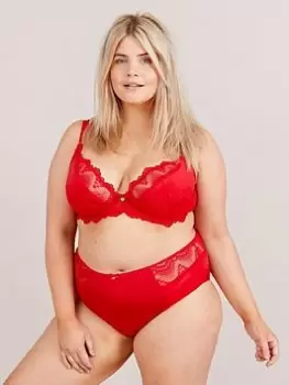 Image of Oola Fan Lace Half Padded Plunge Bra, Red, Size 42E, Women