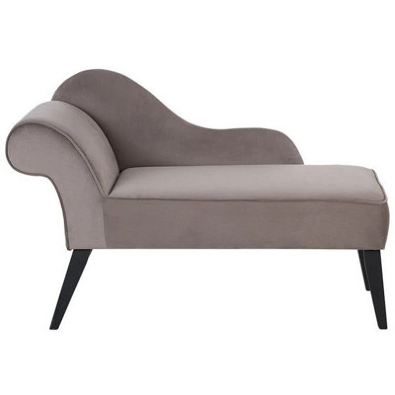 Image of Beliani Left-Hand Chaise Lounge Biarritz Velvet Taupe