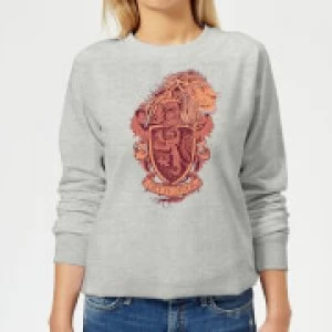Image of Harry Potter Gryffindor Drawn Crest Womens Sweatshirt - Grey - S