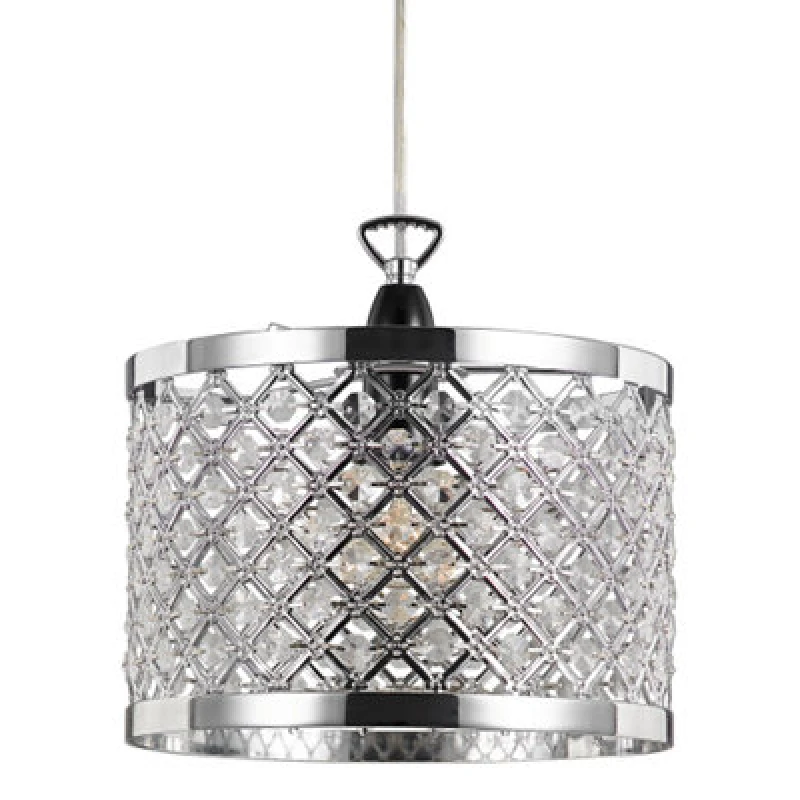 Image of Happy Homewares Modern Sparkly Ceiling Pendant Light Shade With Clear Beads