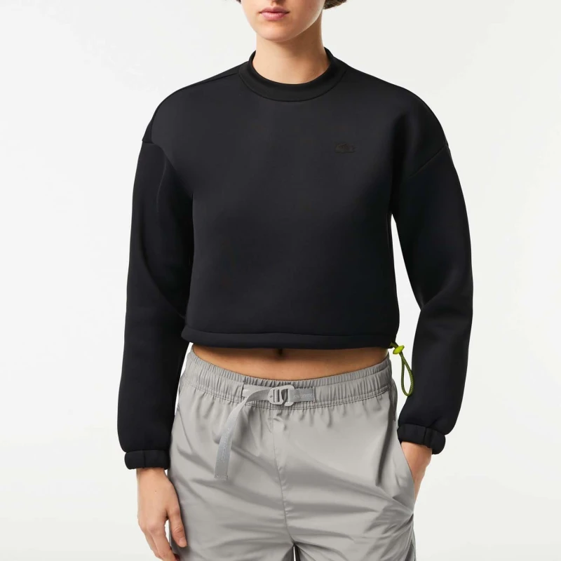 Image of Lacoste Loose Fit Drawstring Sweatshirt - Black 6