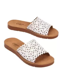 Image of Cotton Traders Womens Cutwork Sandals in White