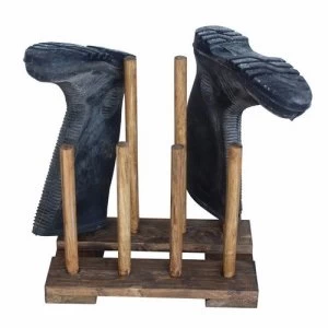 Image of Hadley Reclaimed Wooden Boot and Wellie Floor Rack - Medium Oak - 8 Boot