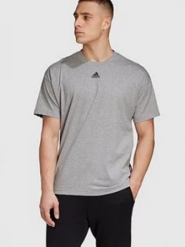 Image of Adidas 3 Stripe T-Shirt - Medium Grey Heather